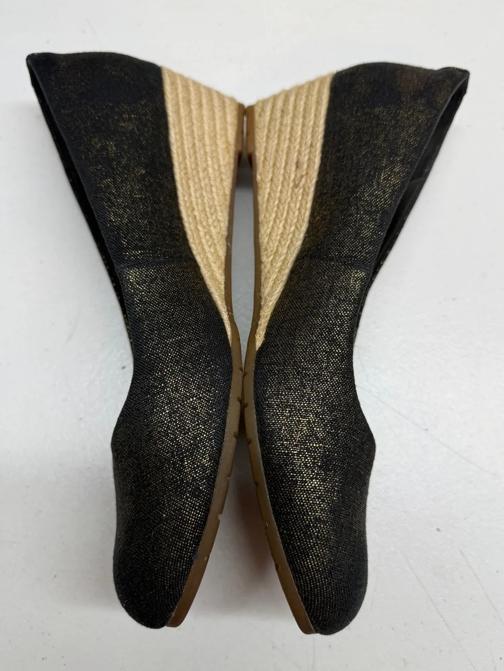 Clarks Collection Mallory Luna Metallic Sparkle Canvas Wedges Espadrille Shoes